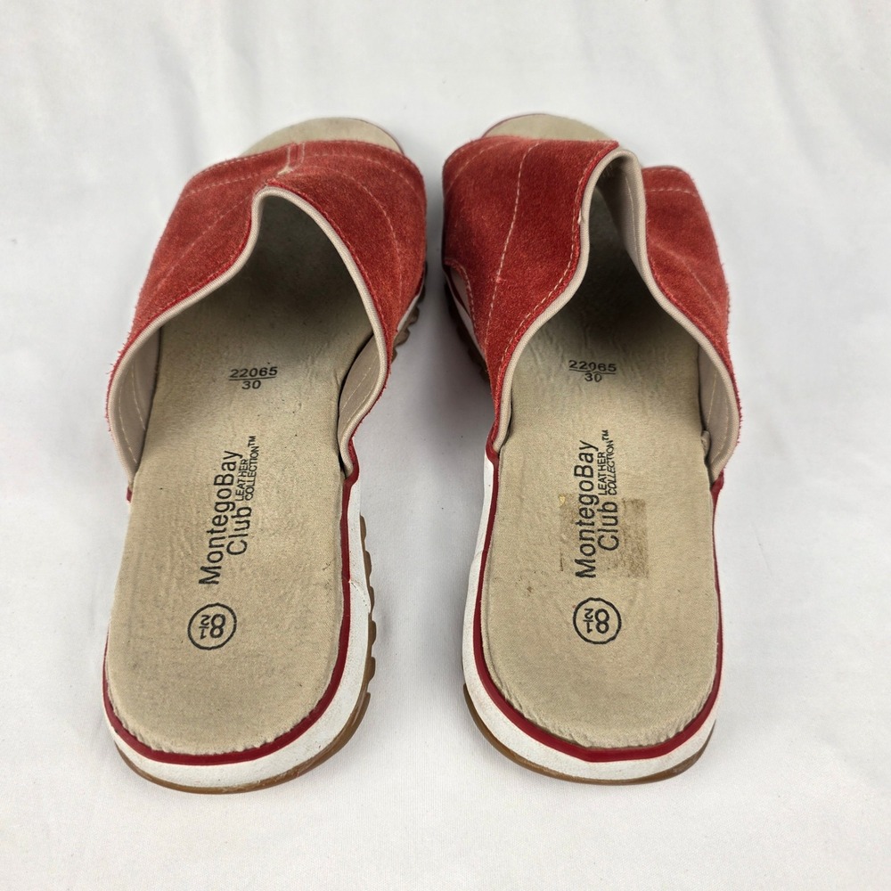 Montego Bay Club Womens‎ Rust Red Suede Slip On Slide Sandals Size 8.5 - Picture 3 of 11